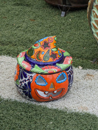 Pumpkin Halloween Decor, Indoor Halloween Party Decor or Outdoor Fall Decor, Handmade Mexican Talavera Pottery Home Decoration