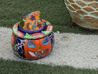 Pumpkin Halloween Decor, Indoor Halloween Party Decor or Outdoor Fall Decor, Handmade Mexican Talavera Pottery Home Decoration