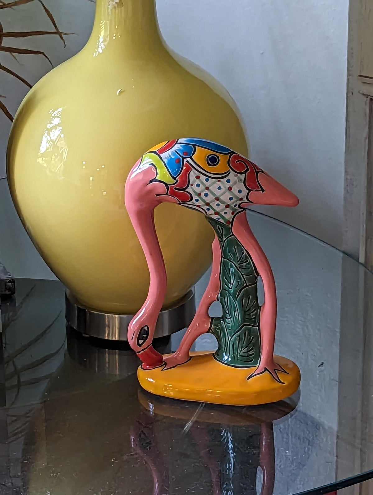 Pink Flamingo Home Decor or Yard Art, Talavera Pottery to use as Home Decor, Porch Decoration or Outdoor Decor