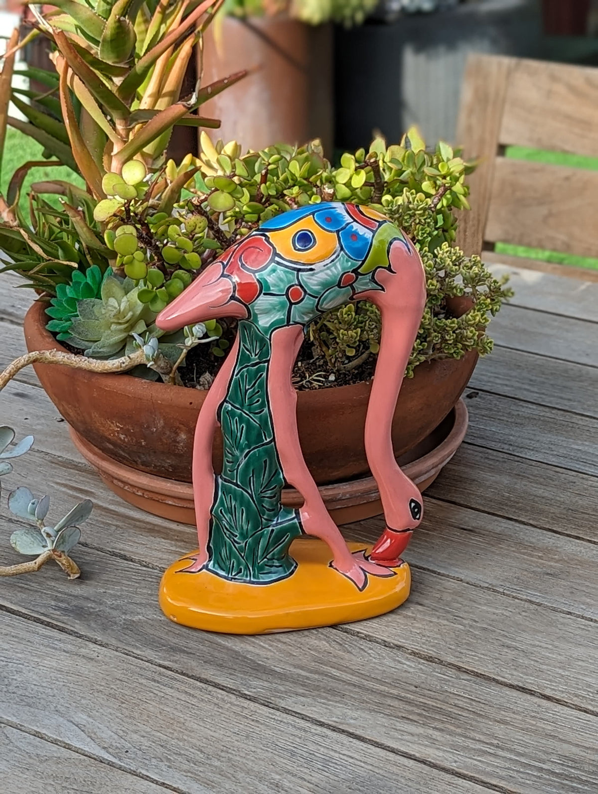 Pink Flamingo Home Decor or Yard Art, Talavera Pottery to use as Home Decor, Porch Decoration or Outdoor Decor