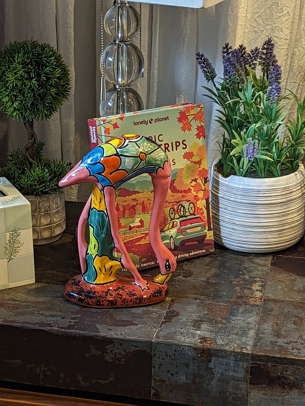 Pink Flamingo Home Decor or Yard Art, Talavera Pottery to use as Home Decor, Porch Decoration or Outdoor Decor