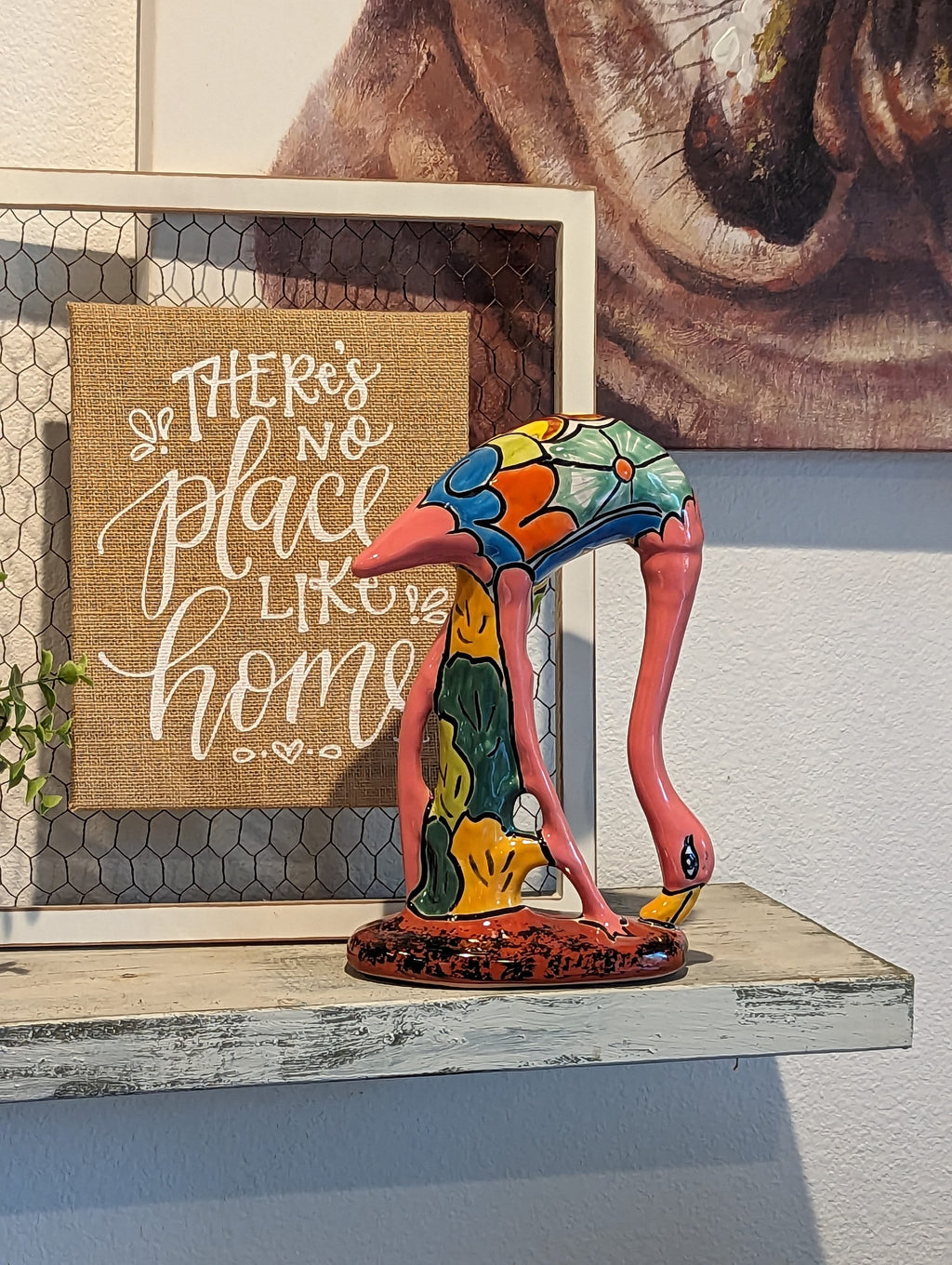 Pink Flamingo Home Decor or Yard Art, Talavera Pottery to use as Home Decor, Porch Decoration or Outdoor Decor