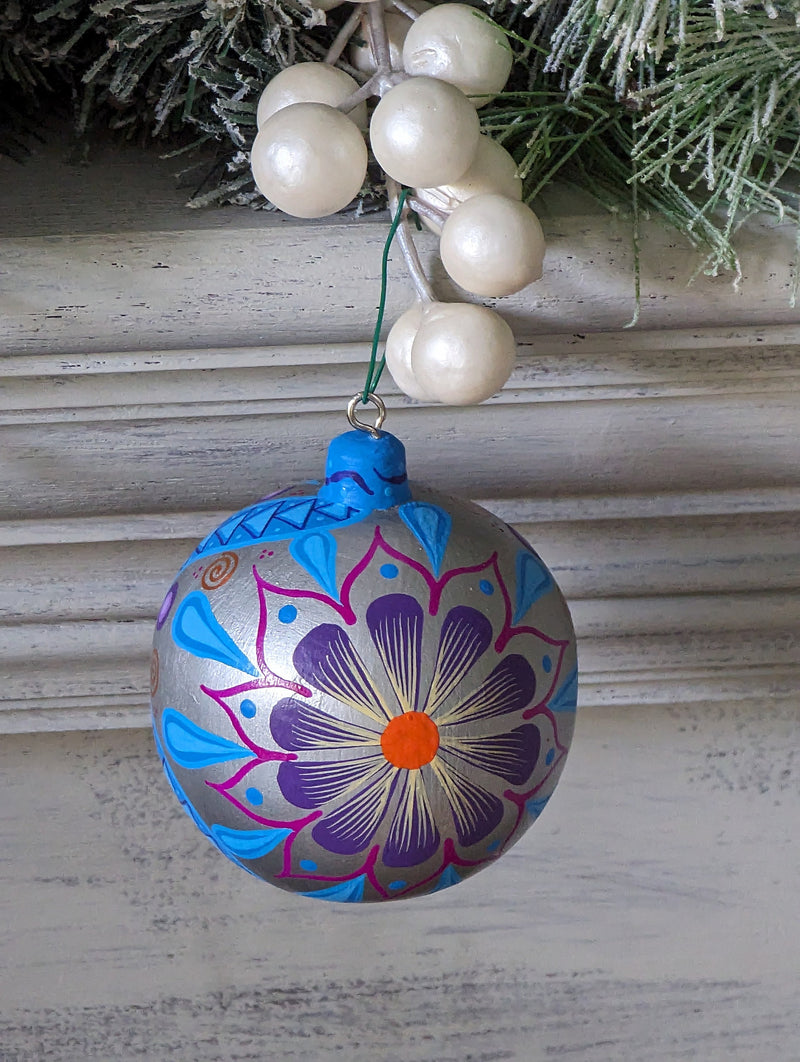 Christmas Ornaments: Unique Mexican Christmas Decor features festive patterns & bold colors, Hand Painted Wood Ornament for Christmas Tree