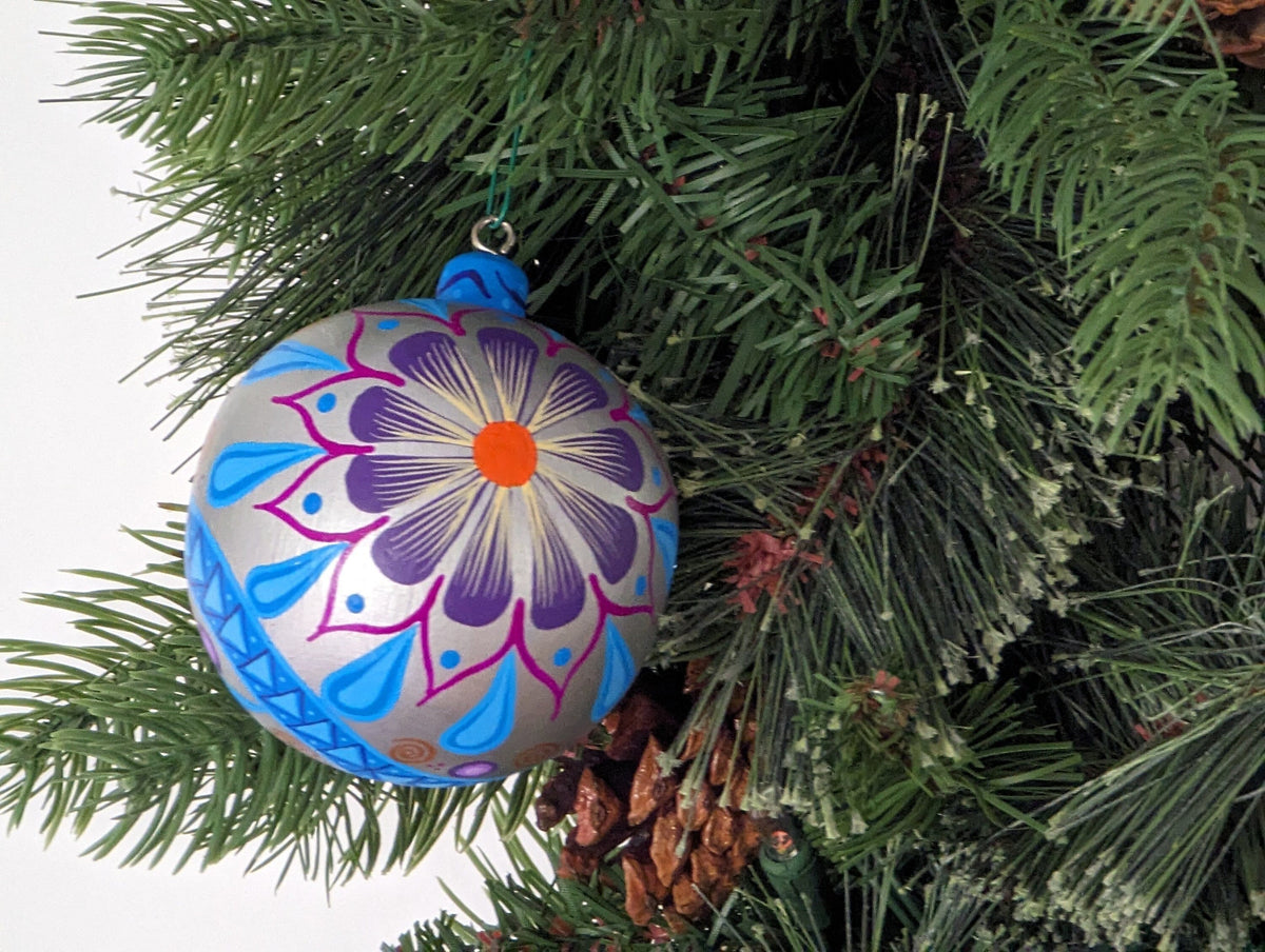 Christmas Ornaments: Unique Mexican Christmas Decor features festive patterns & bold colors, Hand Painted Wood Ornament for Christmas Tree