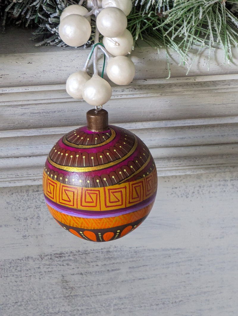 Christmas Ornaments: Unique Mexican Christmas Decor features festive patterns & bold colors, Hand Painted Wood Ornament for Christmas Tree