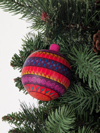Christmas Ornaments: Unique Mexican Christmas Decor features festive patterns & bold colors, Hand Painted Wood Ornament for Christmas Tree