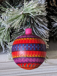 Christmas Ornaments: Unique Mexican Christmas Decor features festive patterns & bold colors, Hand Painted Wood Ornament for Christmas Tree