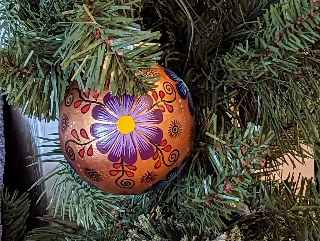 Christmas Ornaments: Unique Mexican Christmas Decor features festive patterns & bold colors, Hand Painted Wood Ornament for Christmas Tree