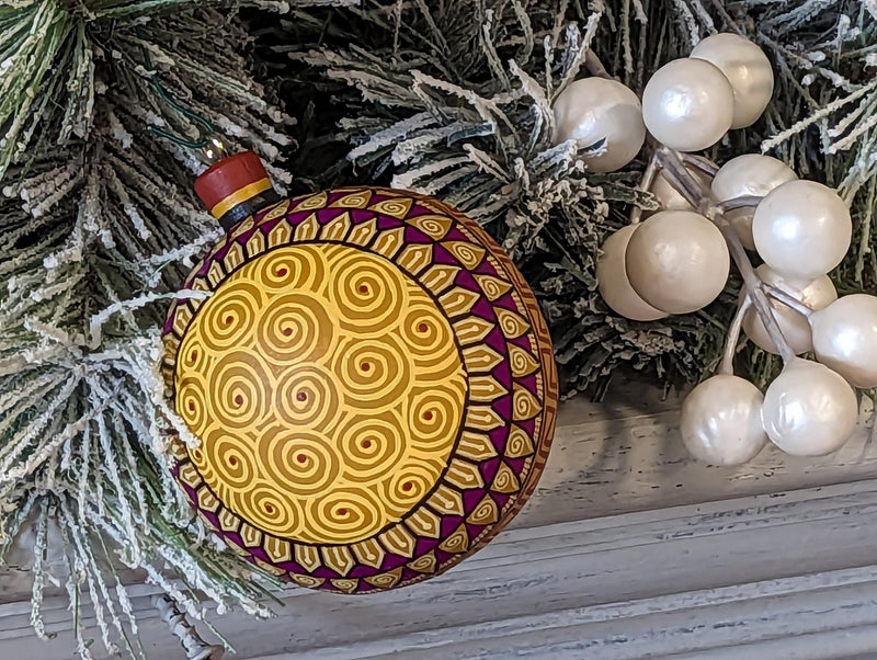 Christmas Ornaments: Unique Mexican Christmas Decor features festive patterns & bold colors, Hand Painted Wood Ornament for Christmas Tree