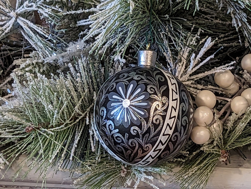 Christmas Ornaments: Unique Mexican Christmas Decor features festive patterns & bold colors, Hand Painted Wood Ornament for Christmas Tree