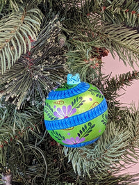 Christmas Ornaments: Unique Mexican Christmas Decor features festive patterns & bold colors, Hand Painted Wood Ornament for Christmas Tree