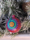 Christmas Tree Ornaments, Hand Painted Wood Ornament for Christmas Tree is Mexican Christmas Decor of festive holiday patterns & bold colors