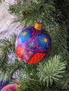 Christmas Tree Ornaments, Hand Painted Wood Ornament for Christmas Tree is Mexican Christmas Decor of festive holiday patterns & bold colors