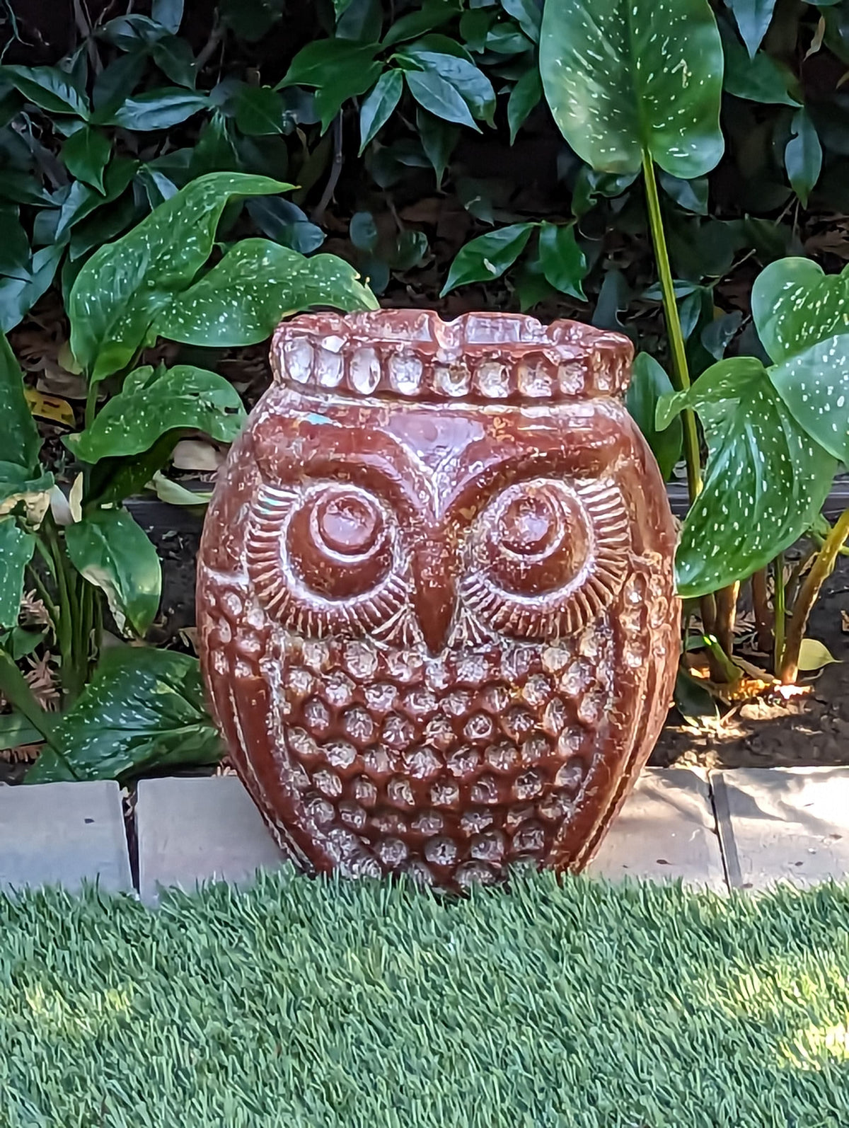 Mexican Owl Planter Pot for Indoor Home Decor or Outdoor Garden Decorations, Medium Owl, Reddish Brown