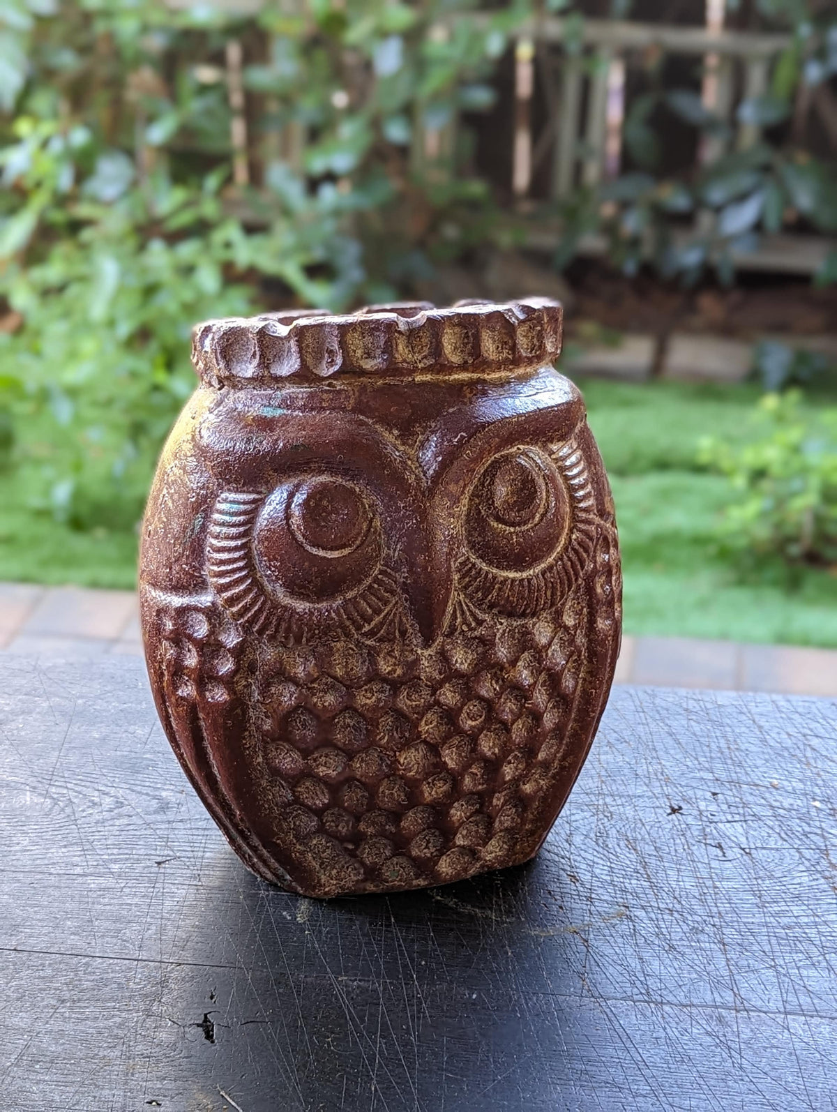 Mexican Owl Planter Pot for Indoor Home Decor or Outdoor Garden Decorations, Medium Owl, Reddish Brown