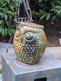 Mexican Owl Planter Pot for Indoor Home Decor or Outdoor Garden Decorations, Medium Owl, Reddish Brown