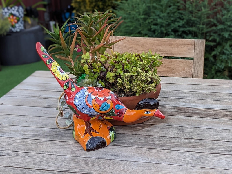 Talavera Roadrunner Garden Decor & Colorful Yard Art, Ceramic Outdoor Decor is a Unique Mexican Garden Art Decoration for Your Home or Yard