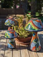 Pre-Order | Mushroom Garden Decor & Yard Art, Ships 9-25 | Ceramic Talavera Pottery, Unique Home Decor, 3 Toadstools Handmade in Mexico