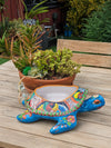 Talavera Turtle Planter, Handmade Mexican Pottery for Succulents or Flowers or Garden Decor, Ceramic Flower Pot for Outdoor or Home Decor