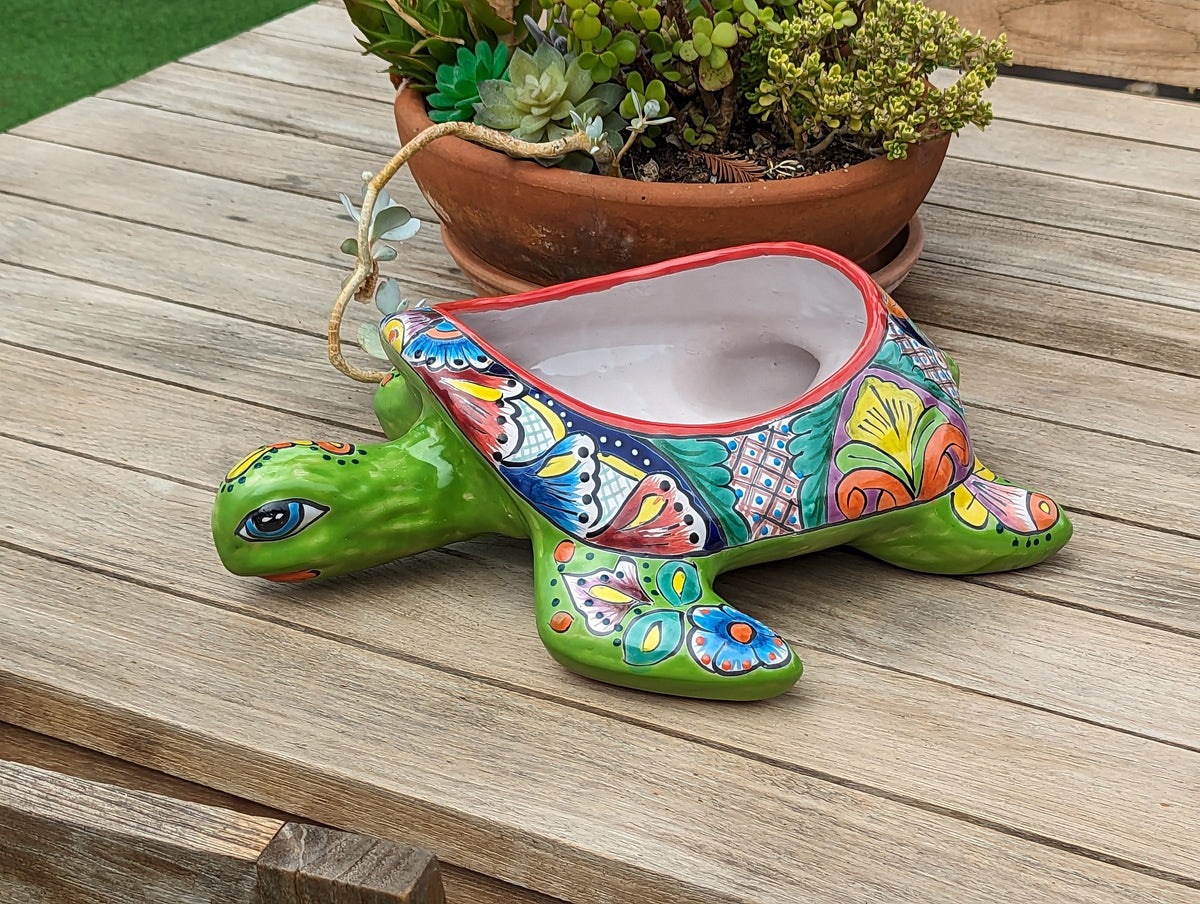 turtle out of succulents Talavera Turtle Planter, Handmade Mexican Pottery for Succulents or Fl – LUV2BRD