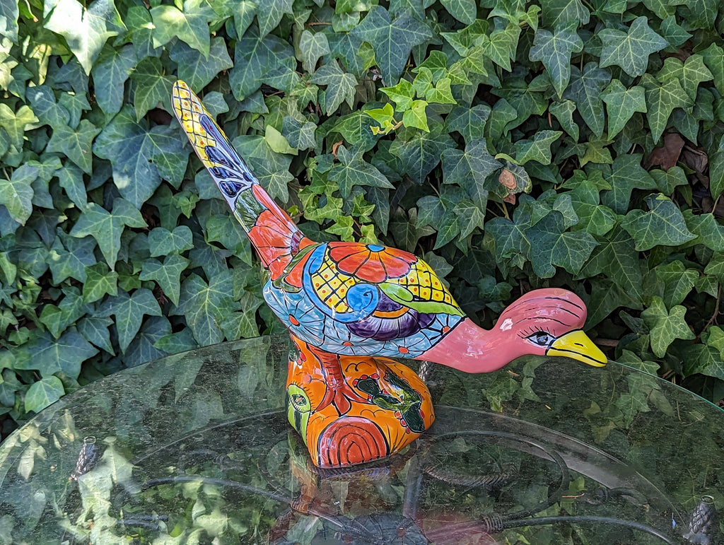 Talavera Roadrunner Garden Decor & Colorful Yard Art, Ceramic Outdoor Decor is a Unique Mexican Garden Art Decoration for Your Home or Yard