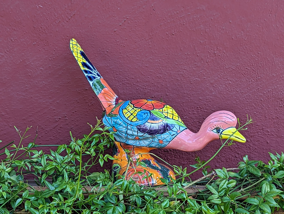 Talavera Roadrunner Garden Decor & Colorful Yard Art, Ceramic Outdoor Decor is a Unique Mexican Garden Art Decoration for Your Home or Yard