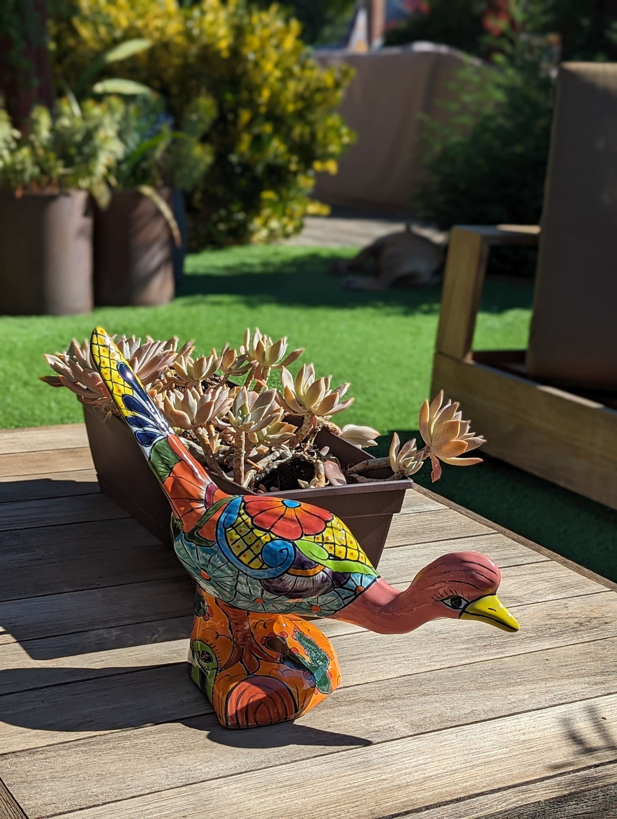 Talavera Roadrunner Garden Decor & Colorful Yard Art, Ceramic Outdoor Decor is a Unique Mexican Garden Art Decoration for Your Home or Yard