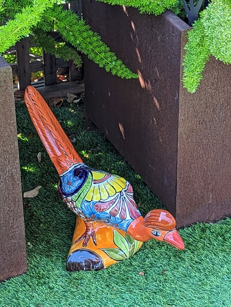 Talavera Roadrunner Garden Decor & Colorful Yard Art, Ceramic Outdoor Decor is a Unique Mexican Garden Art Decoration for Your Home or Yard