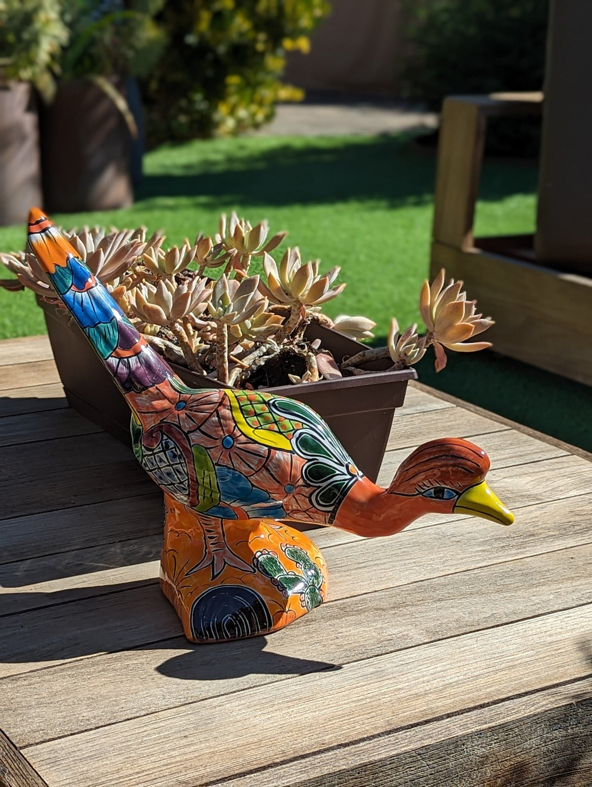 Talavera Roadrunner Garden Decor & Colorful Yard Art, Ceramic Outdoor Decor is a Unique Mexican Garden Art Decoration for Your Home or Yard