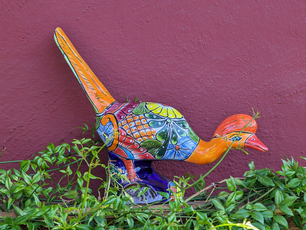 Talavera Roadrunner Garden Decor & Colorful Yard Art, Ceramic Outdoor Decor is a Unique Mexican Garden Art Decoration for Your Home or Yard