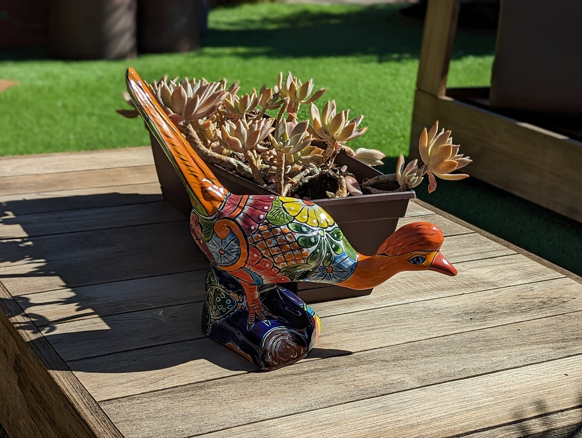 Talavera Roadrunner Garden Decor & Colorful Yard Art, Ceramic Outdoor Decor is a Unique Mexican Garden Art Decoration for Your Home or Yard