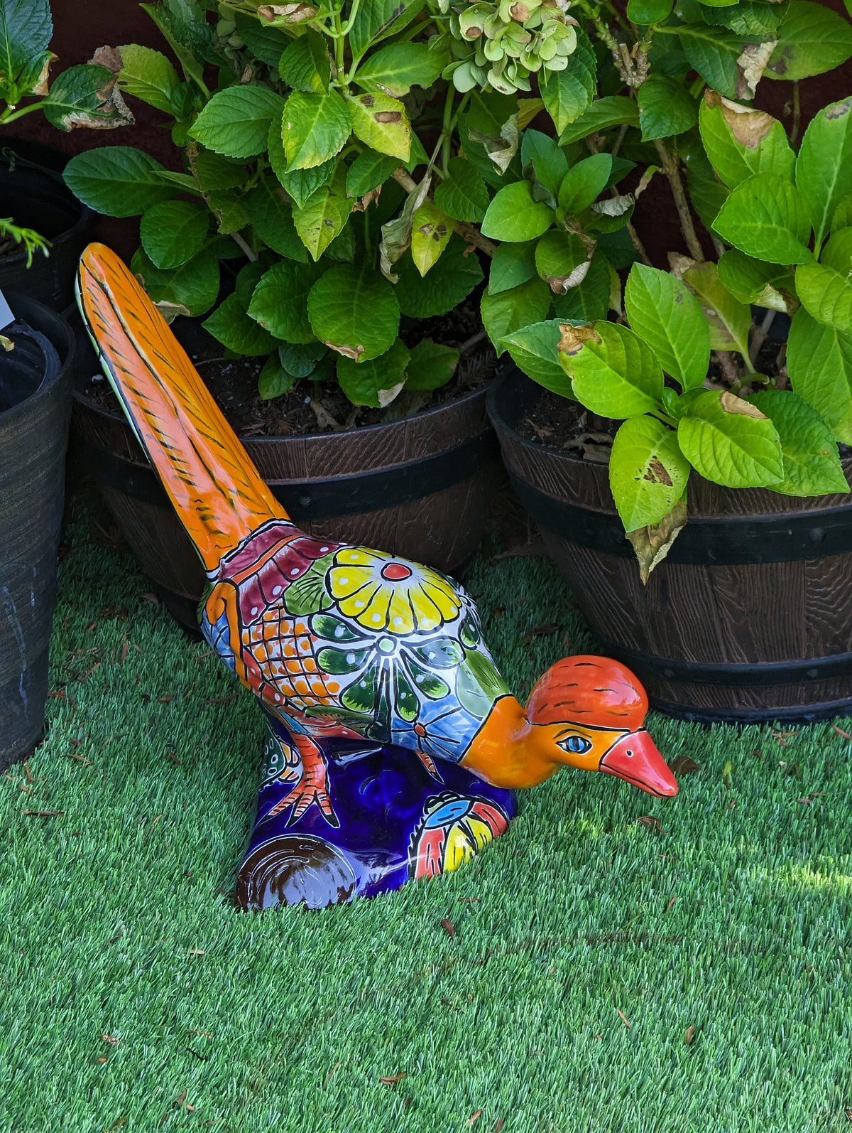 Talavera Roadrunner Garden Decor & Colorful Yard Art, Ceramic Outdoor Decor is a Unique Mexican Garden Art Decoration for Your Home or Yard