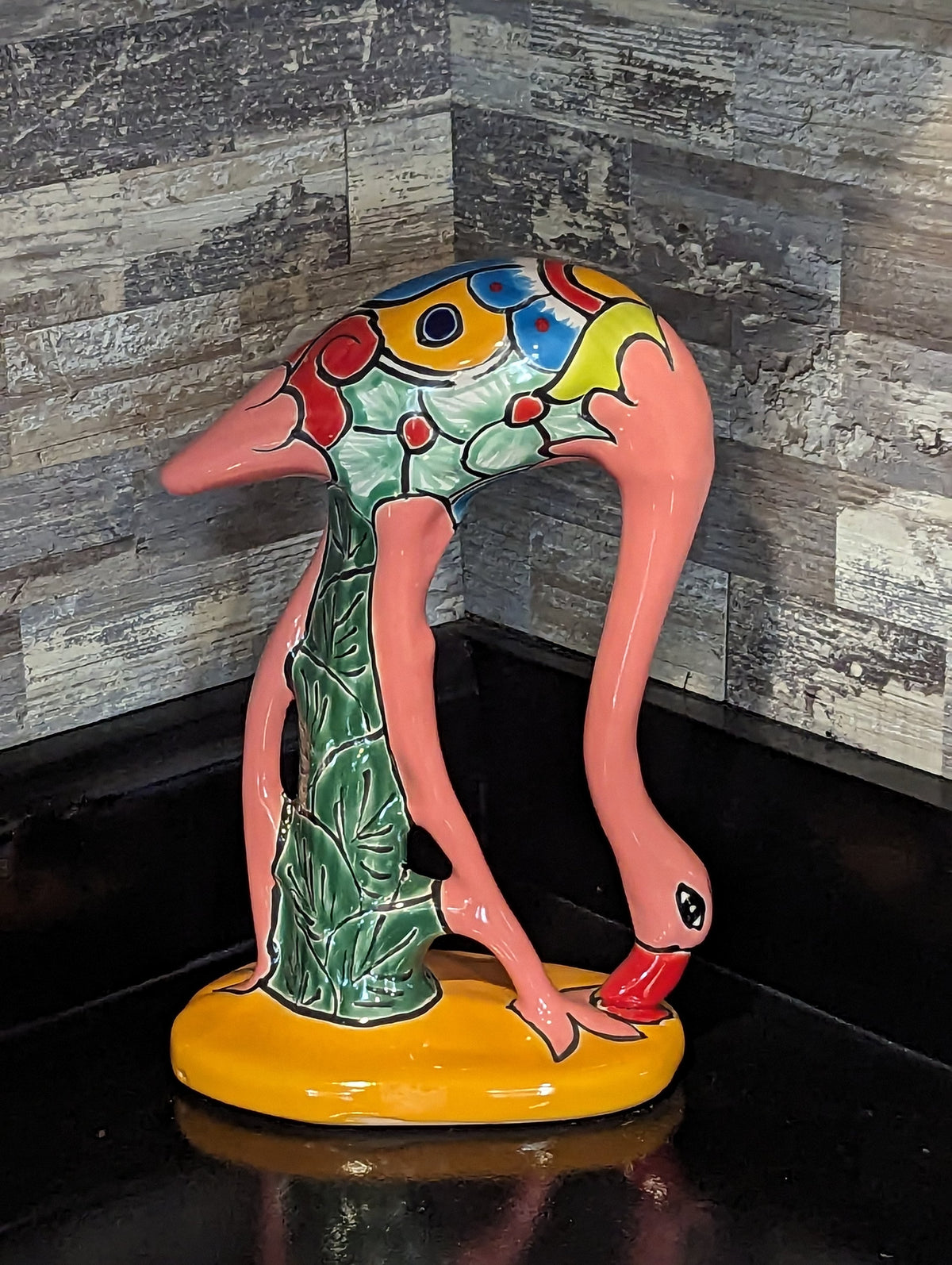 Pink Flamingo Home Decor or Yard Art, Talavera Pottery to use as Home Decor, Porch Decoration or Outdoor Decor
