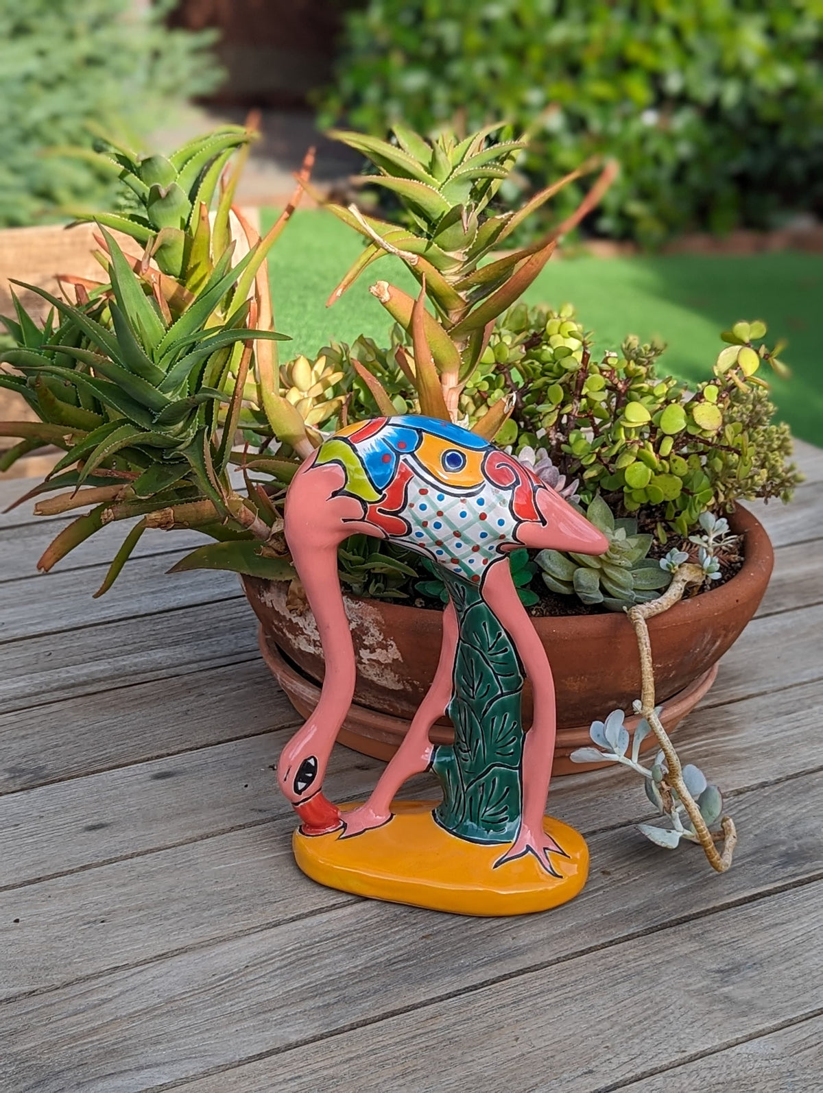 Pink Flamingo Home Decor or Yard Art, Talavera Pottery to use as Home Decor, Porch Decoration or Outdoor Decor