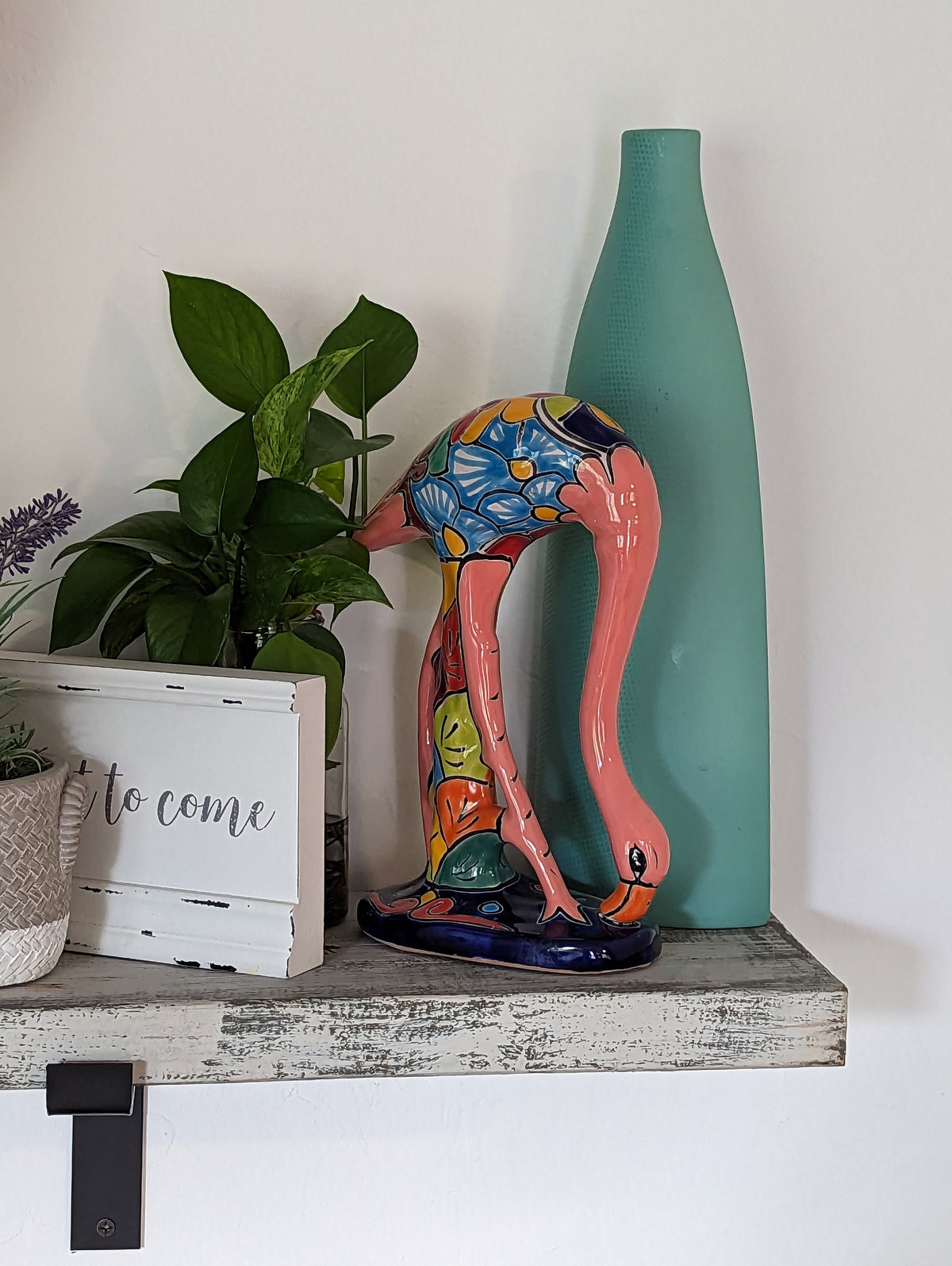 Pink Flamingo Home Decor or Yard Art, Talavera Pottery to use as Home Decor, Porch Decoration or Outdoor Decor
