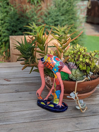 Pink Flamingo Home Decor or Yard Art, Talavera Pottery to use as Home Decor, Porch Decoration or Outdoor Decor