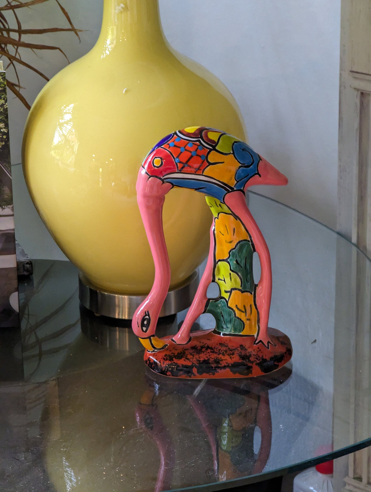 Pink Flamingo Home Decor or Yard Art, Talavera Pottery to use as Home Decor, Porch Decoration or Outdoor Decor