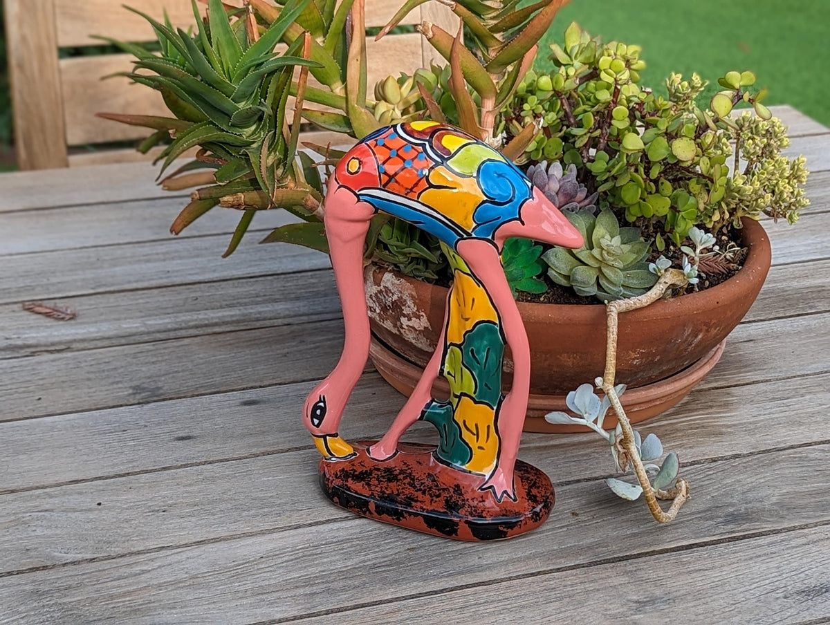 Pink Flamingo Home Decor or Yard Art, Talavera Pottery to use as Home Decor, Porch Decoration or Outdoor Decor