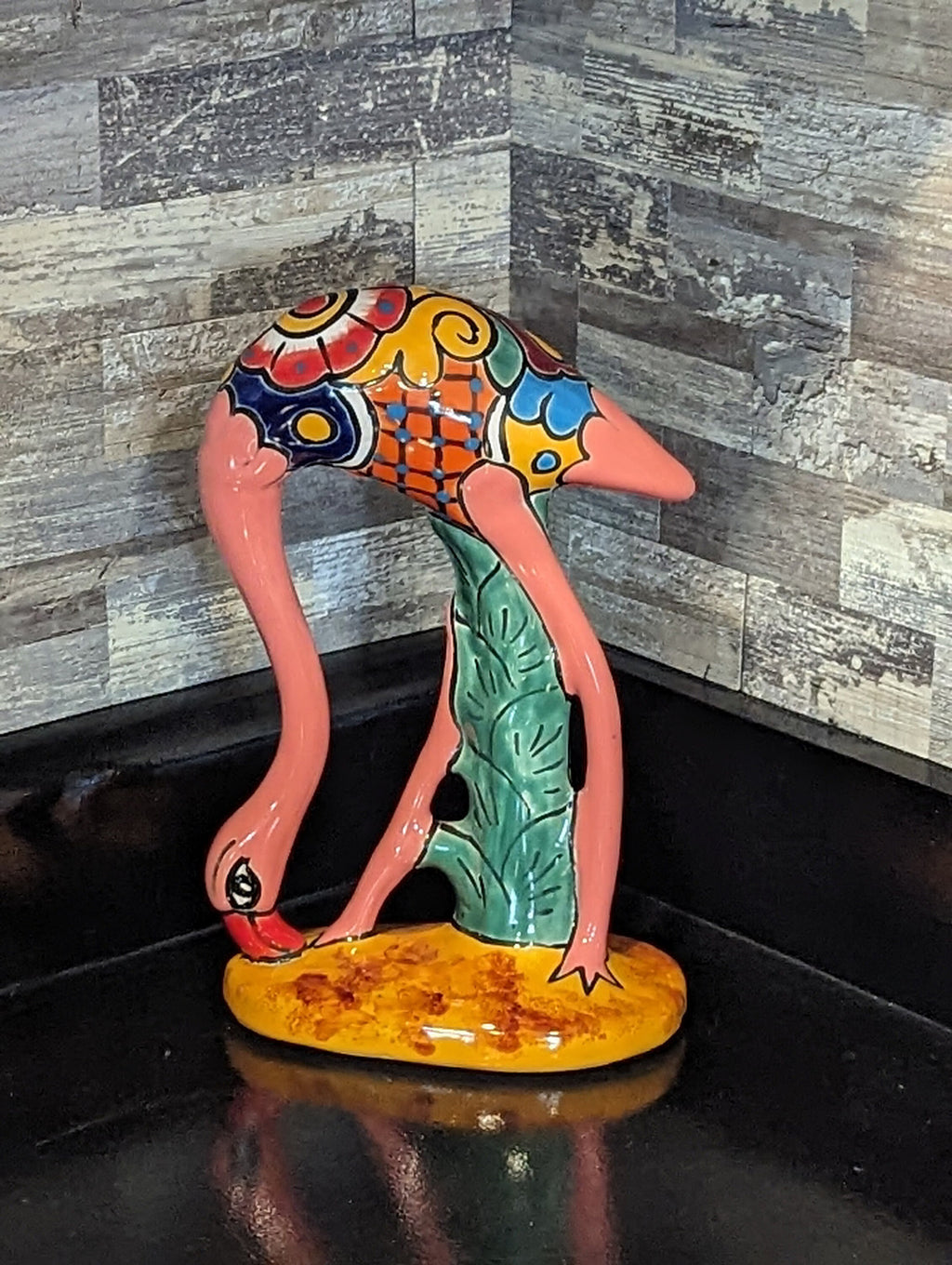 Pink Flamingo Home Decor or Yard Art, Talavera Pottery to use as Home Decor, Porch Decoration or Outdoor Decor