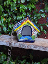 Ceramic Bird Feeder, Talavera Pottery, Decorative Outdoor Hanging Feeder Station, Handmade Mexican Pottery, Attract Wild Birds