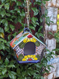 Ceramic Bird Feeder, Talavera Pottery, Decorative Outdoor Hanging Feeder Station, Handmade Mexican Pottery, Attract Wild Birds