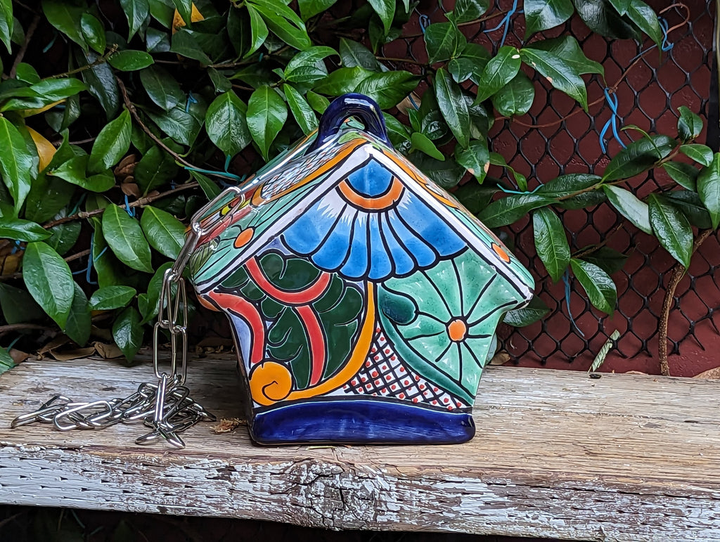 Ceramic Bird Feeder, Talavera Pottery, Decorative Outdoor Hanging Feeder Station, Handmade Mexican Pottery, Attract Wild Birds