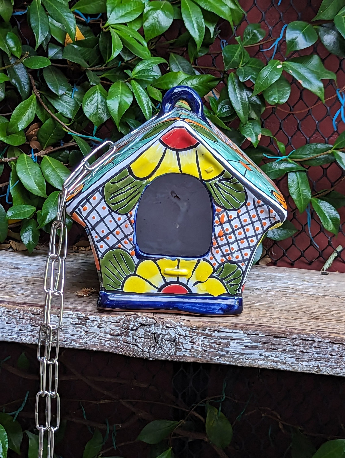 Ceramic Bird Feeder, Talavera Pottery, Decorative Outdoor Hanging Feeder Station, Handmade Mexican Pottery, Attract Wild Birds