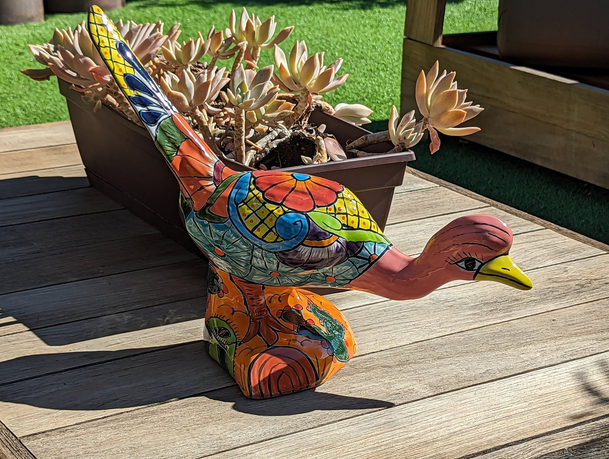 Talavera Roadrunner Garden Decor & Colorful Yard Art, Ceramic Outdoor Decor is a Unique Mexican Garden Art Decoration for Your Home or Yard