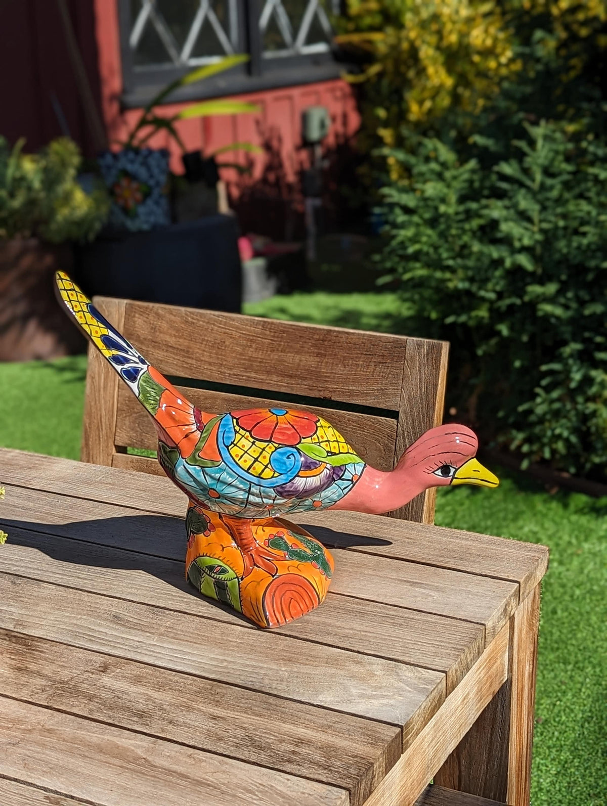 Talavera Roadrunner Garden Decor & Colorful Yard Art, Ceramic Outdoor Decor is a Unique Mexican Garden Art Decoration for Your Home or Yard