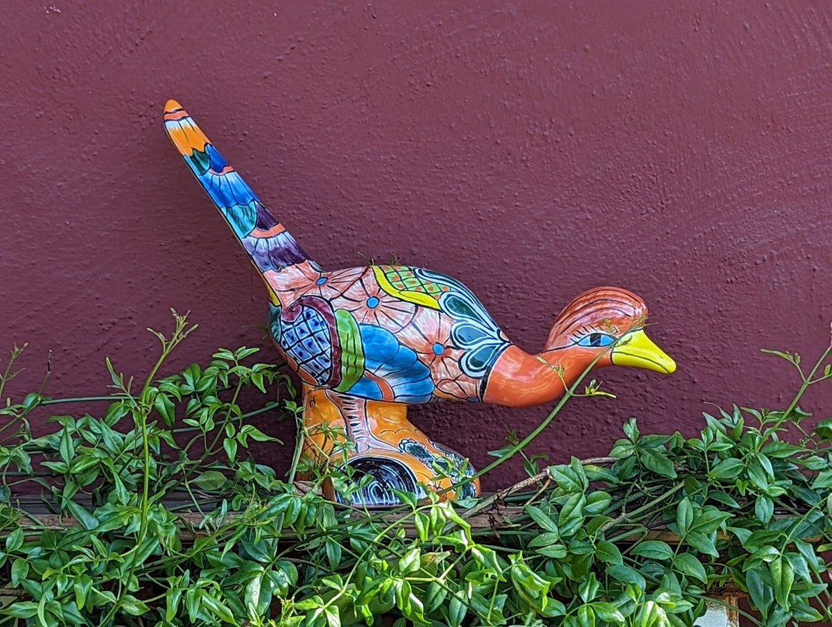 Talavera Roadrunner Garden Decor & Colorful Yard Art, Ceramic Outdoor Decor is a Unique Mexican Garden Art Decoration for Your Home or Yard