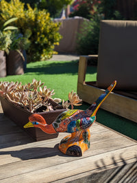 Talavera Roadrunner Garden Decor & Colorful Yard Art, Ceramic Outdoor Decor is a Unique Mexican Garden Art Decoration for Your Home or Yard