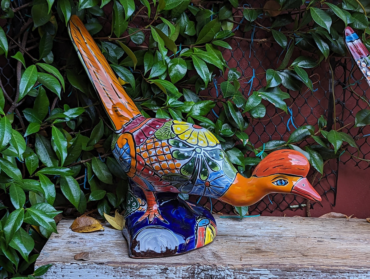 Talavera Roadrunner Garden Decor & Colorful Yard Art, Ceramic Outdoor Decor is a Unique Mexican Garden Art Decoration for Your Home or Yard