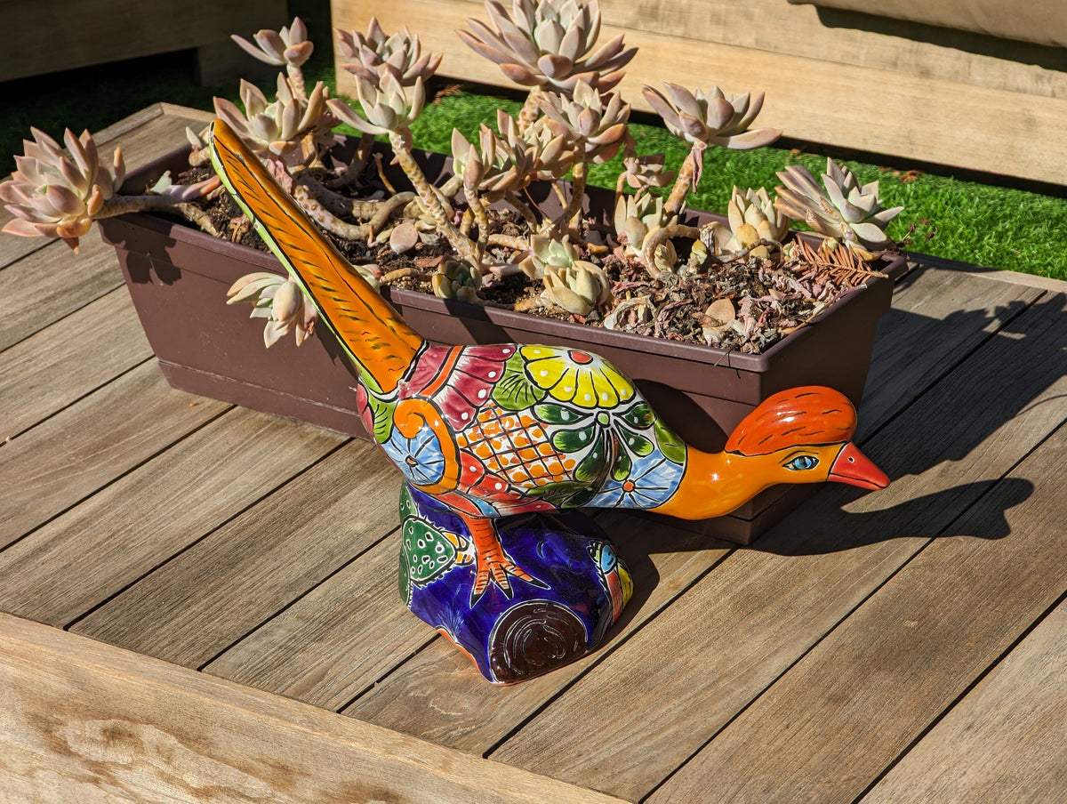 Talavera Roadrunner Garden Decor & Colorful Yard Art, Ceramic Outdoor Decor is a Unique Mexican Garden Art Decoration for Your Home or Yard
