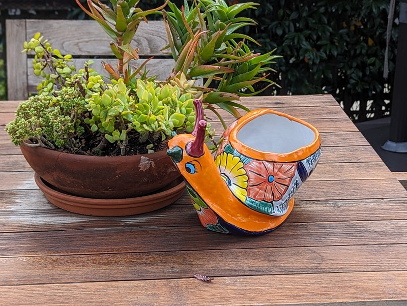 Talavera Snail Planter, Ceramic Mexican Planter Pot for Indoor Home Decor or Outdoor Garden Decor is also Exquisite Hand Painted Yard Art